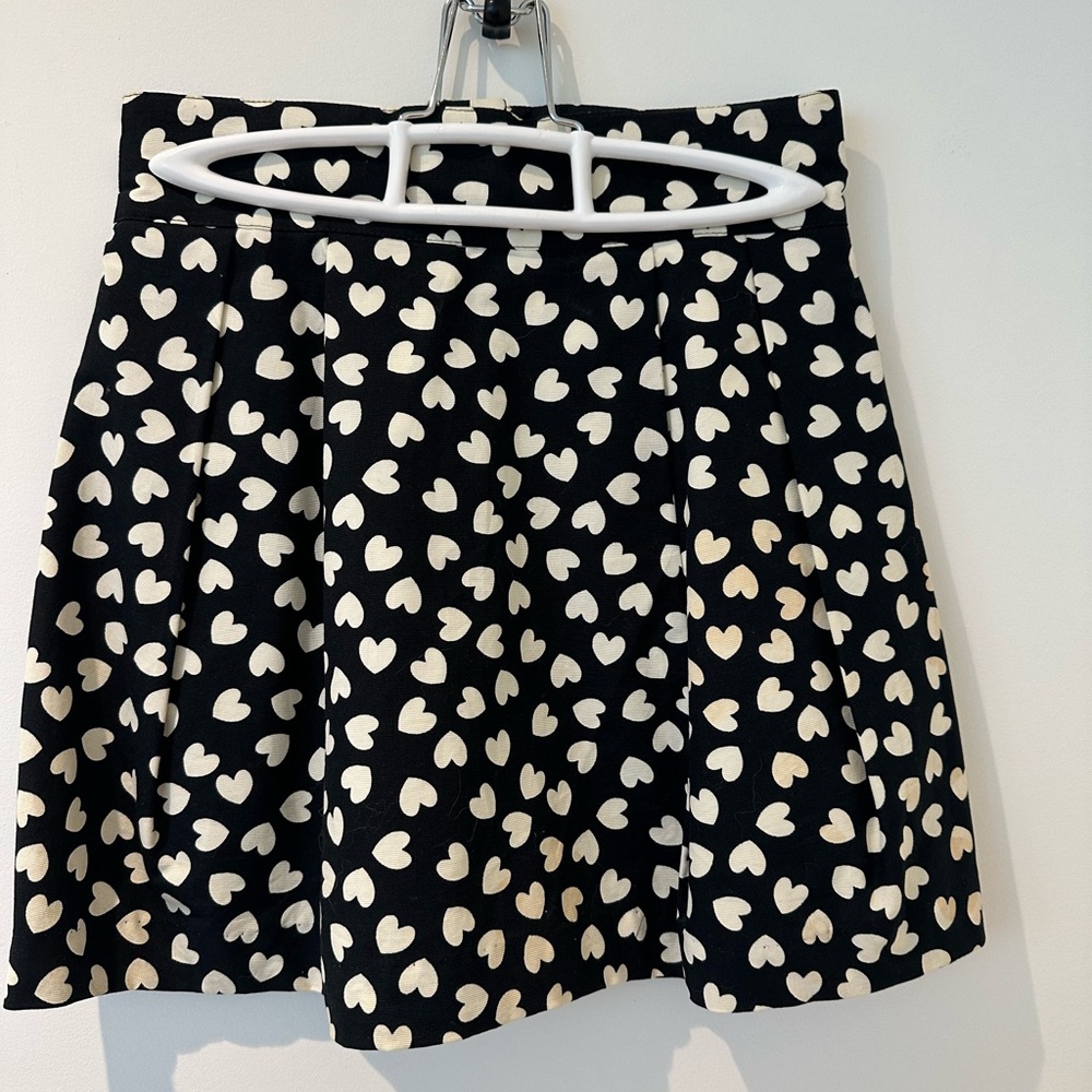 Divided Black and Cream Heart Mini Skirt